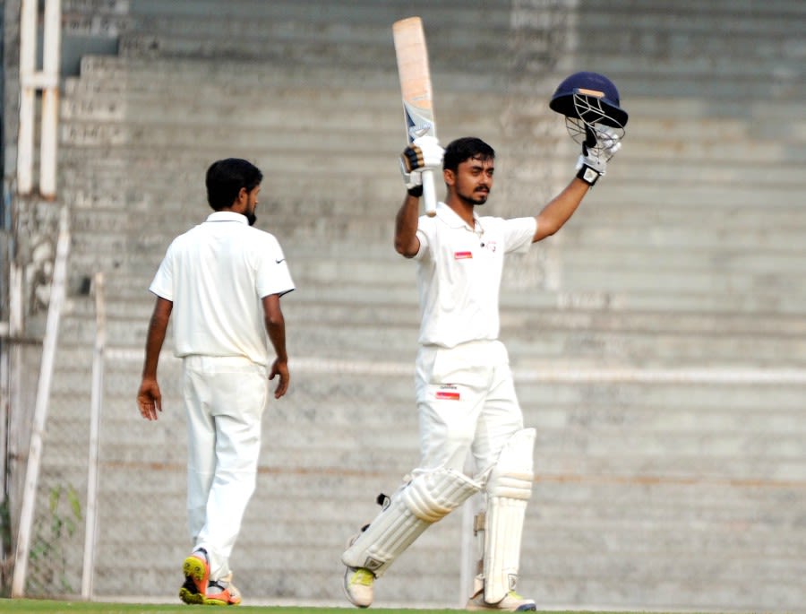 Chirag Gandhi celebrates his maiden first-class ton