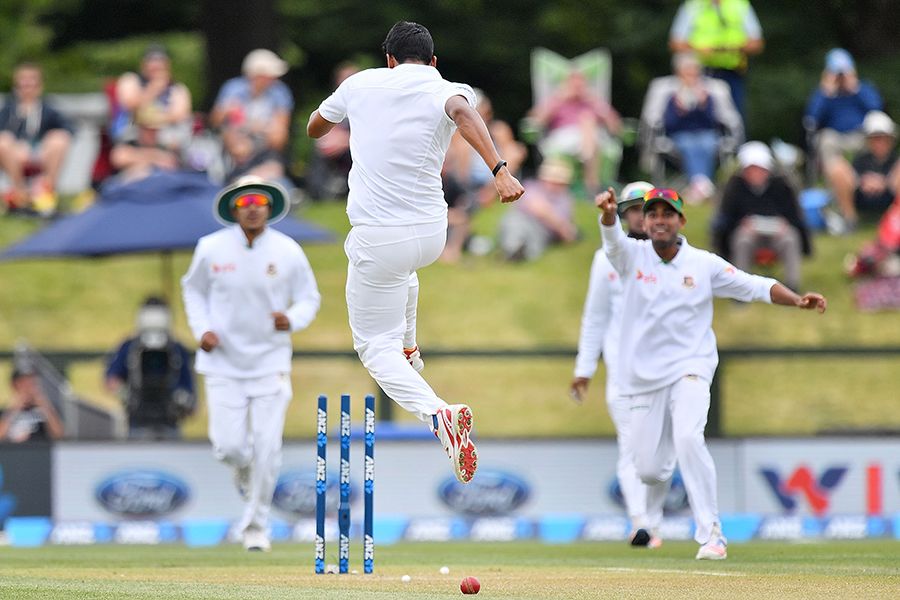Kamrul Islam Rabbi is thrilled after getting Jeet Raval bowled