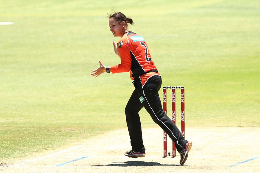An intense Emma King celebrates dismissing Lauren Winfield