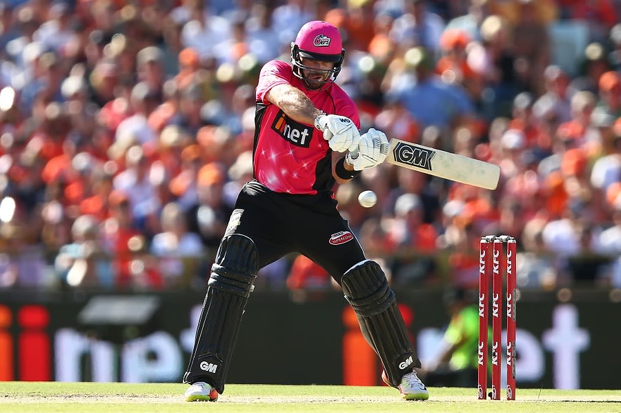 Michael Lumb cuts the ball away to the boundary