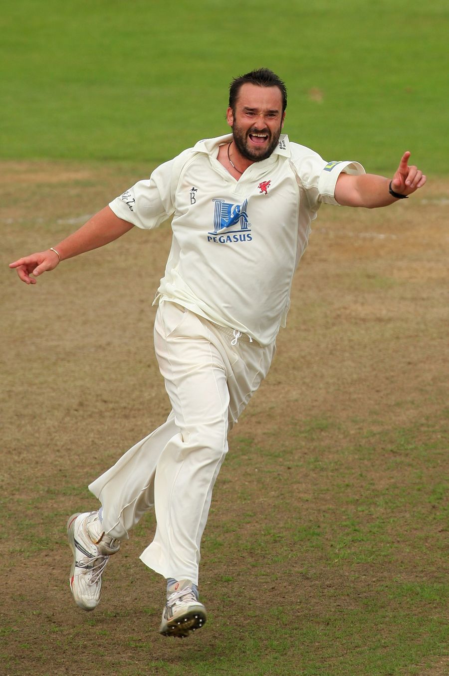 Steffan Jones is delighted after taking a wicket
