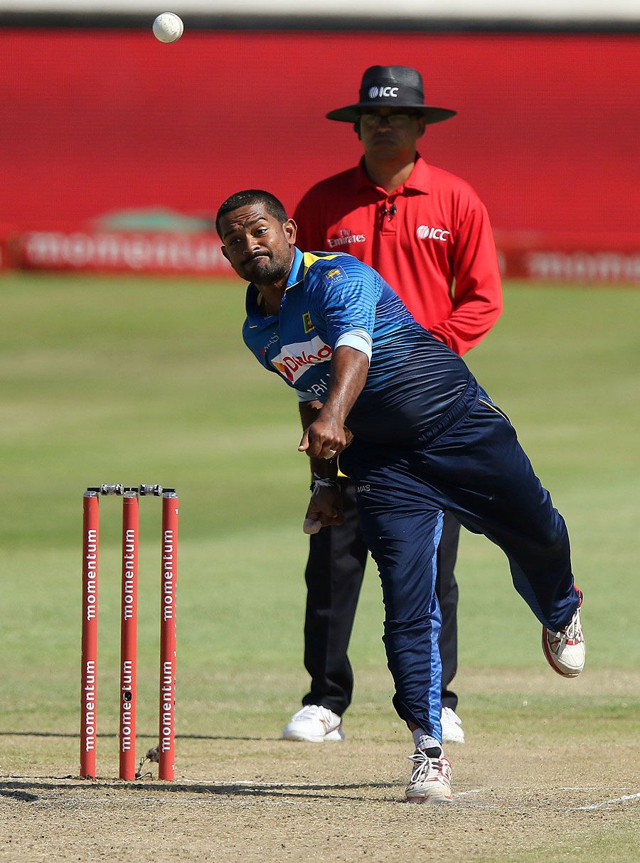 Sachith Pathirana in his delivery stride