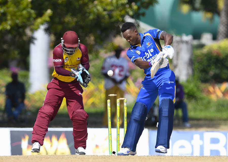 Kevin Stoute was bowled for 21