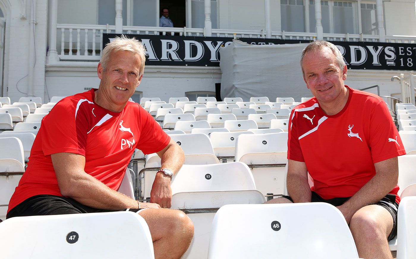 Peter Moores, Nottinghamshire's coaching consultant, (left) with director of cricket Mick Newell at Trent Bridge