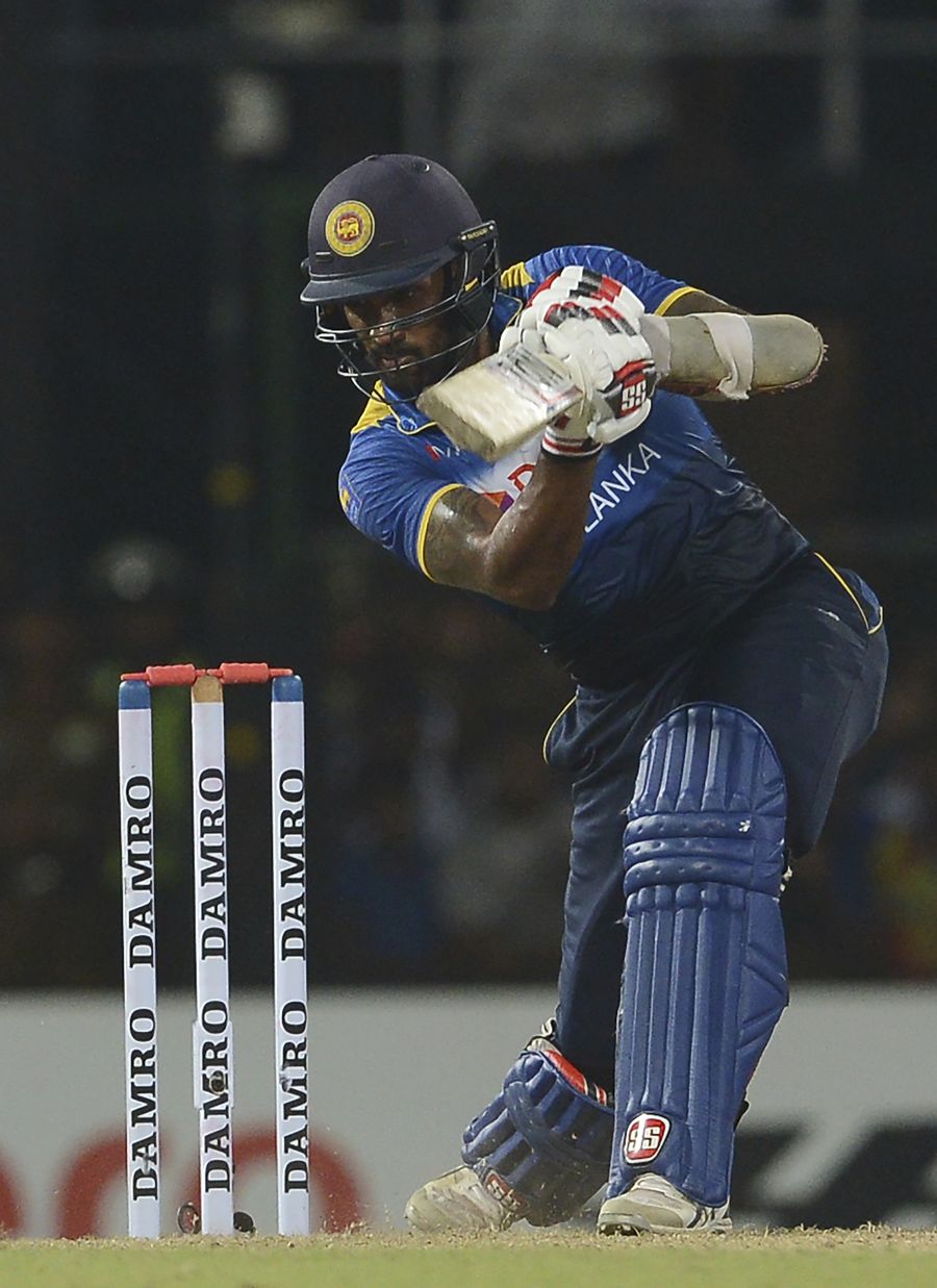 Chamara Kapugedera plays a cover drive