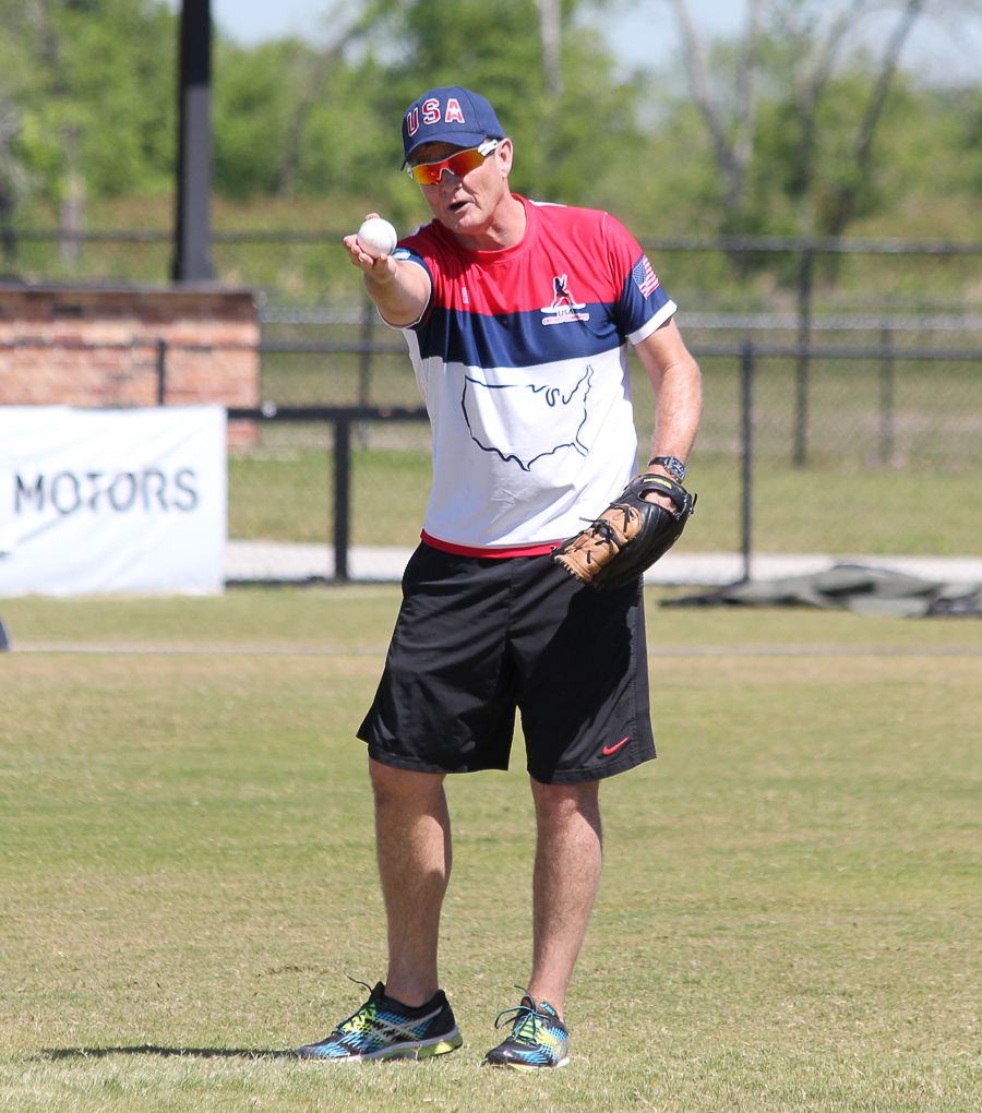 Trevor Penney gives some extra pointers during a fielding drill