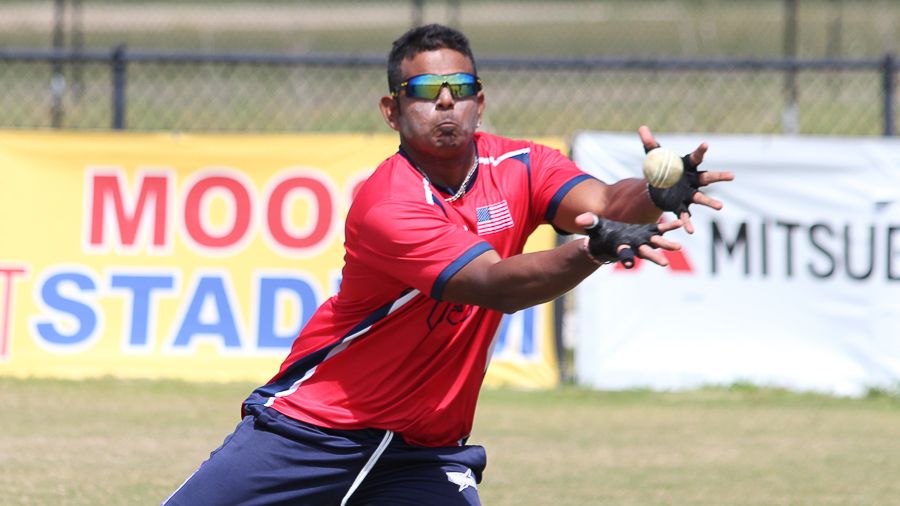 Roy Silva takes a slips catch during a training session
