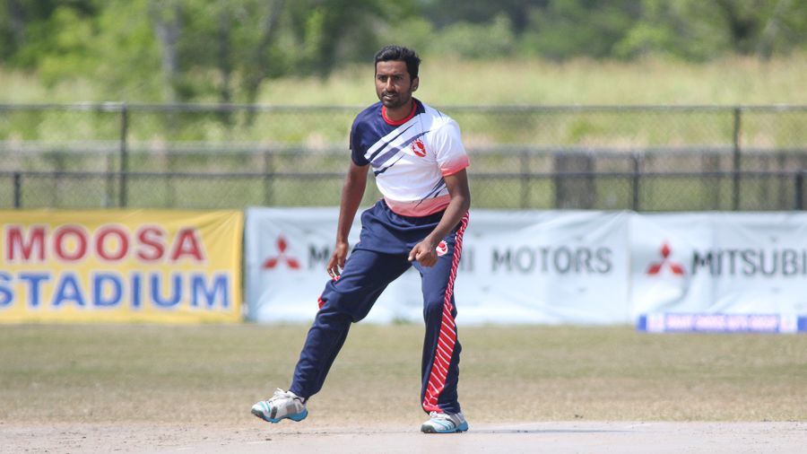 Mrunal Patel gets ready to field in his follow through