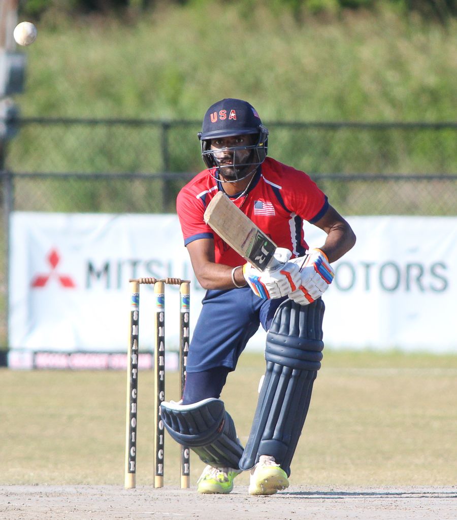 Prashanth Nair looks for a run during an intrasquad trial match