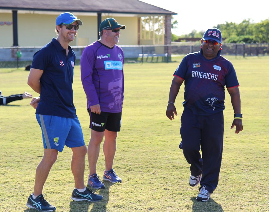Beau Casson and Richard Allanby have a laugh with USA coach Pubudu Dassanayake