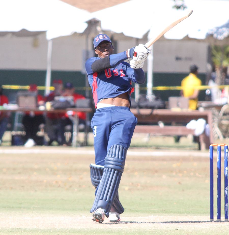 Timroy Allen pulls for six over square leg