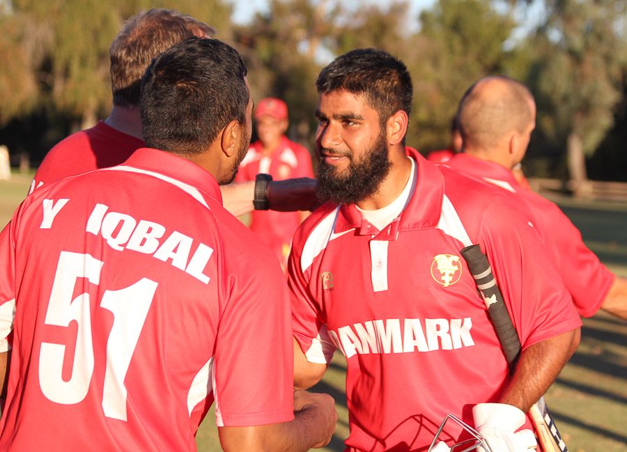 Zameer Khan gets congratulated for his unbeaten half-century
