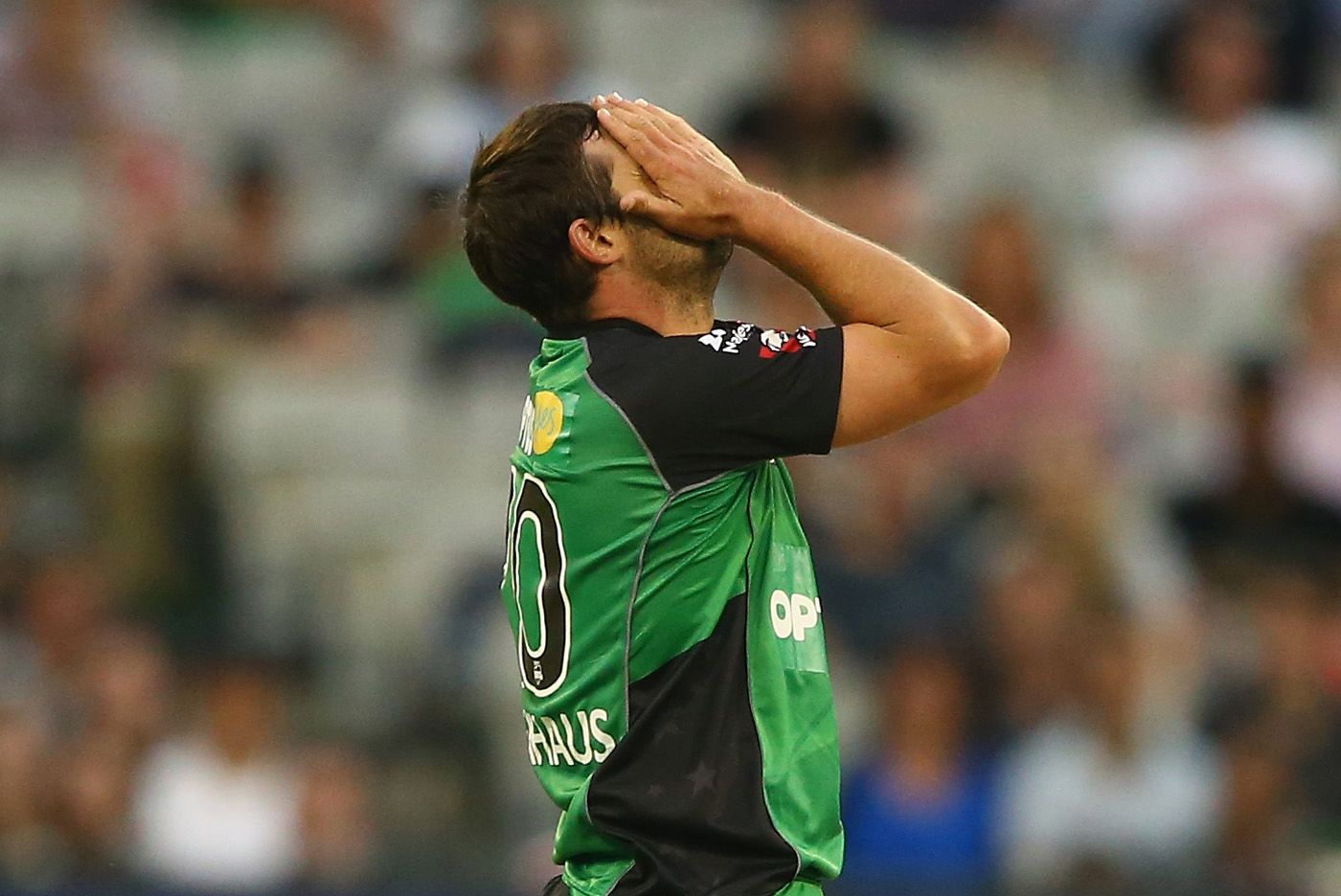 Ben Hilfenhaus reacts after an appeal is turned down