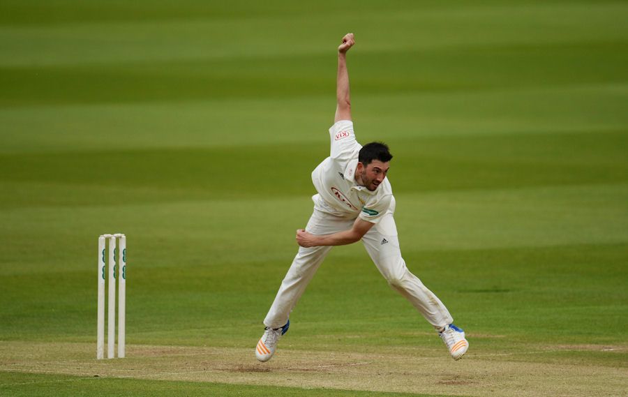 Mark Footitt in full flow for Surrey
