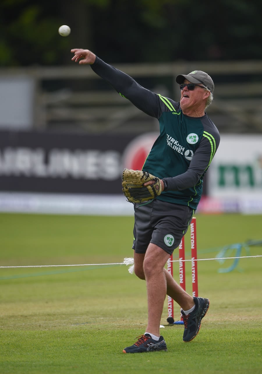 Ireland coach John Bracewell runs a fielding drill
