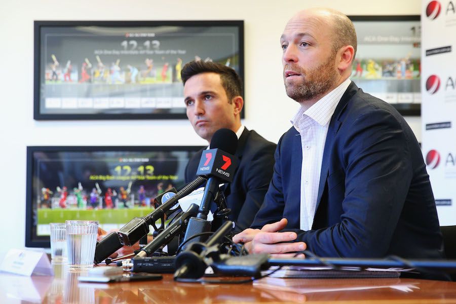 Tim Cruickshank and ACA chief executive Alistair Nicholson talk to the media
