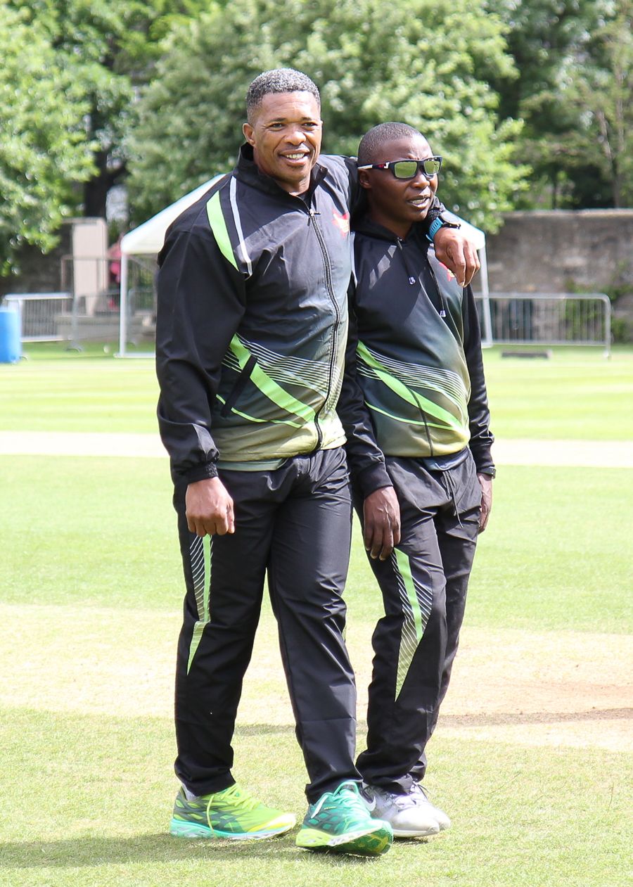Zimbabwe assistant coach Makhaya Ntini has a stroll on the outfield before the toss