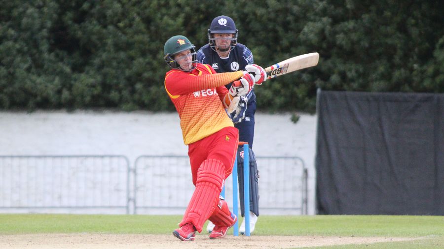 Malcolm Waller pulls over the leg side for a boundary during his 92