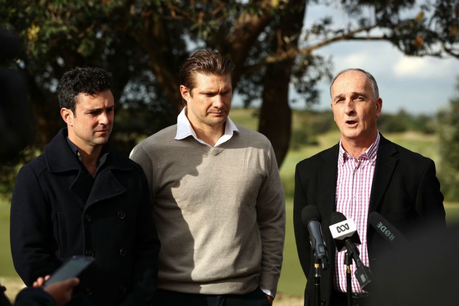Ed Cowan, Shane Watson and ACA President Greg Dyer at an ACA event in Sydney