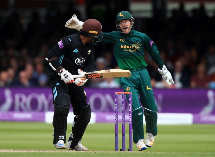 Kumar Sangakkara edges into the gloves of Chris Read