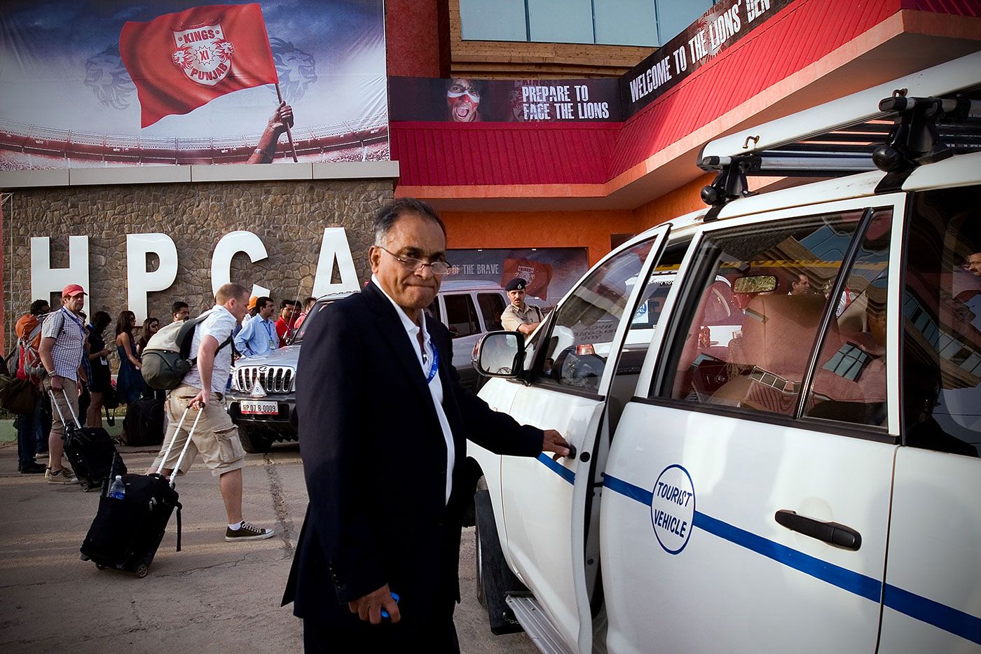 Niranjan Shah arrives at an IPL match