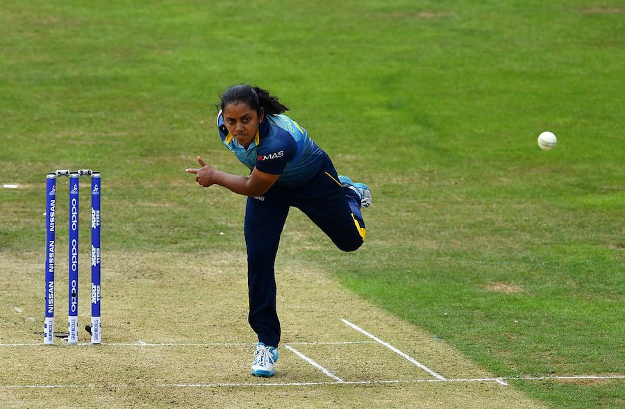 Chandima Gunaratne sends down a delivery