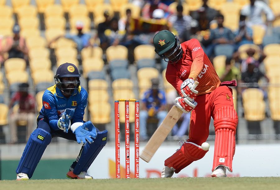 Tarisai Musakanda shapes to hit one over long-on