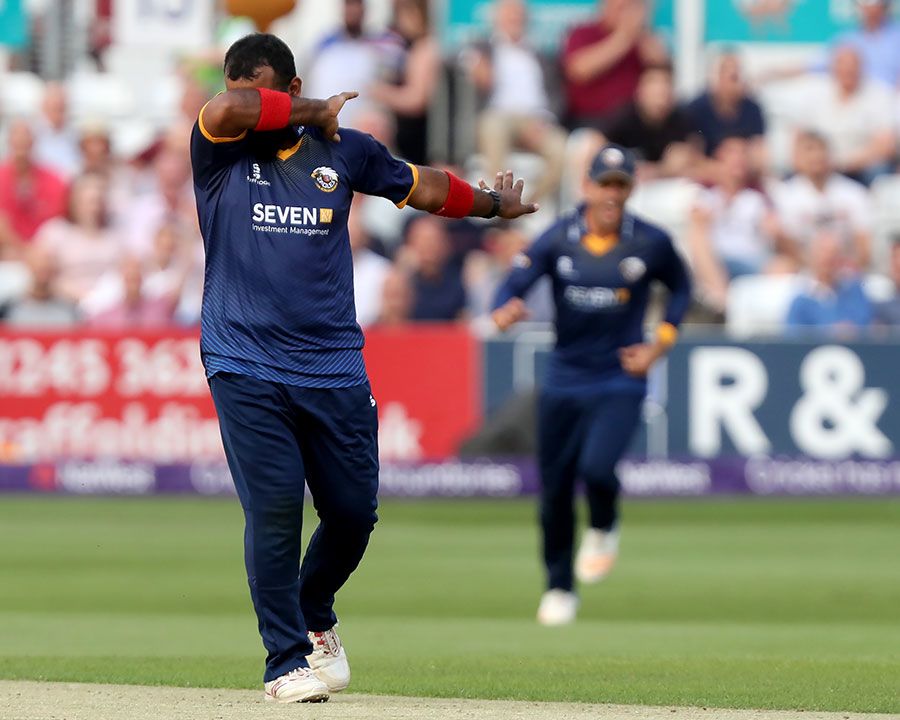 Ashar Zaidi 'dabs' after taking a wicket