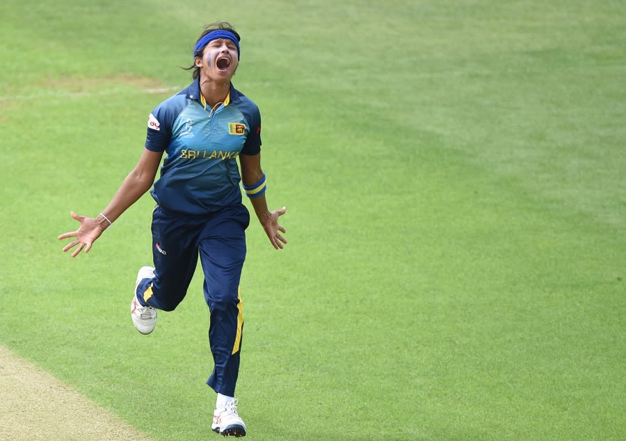 Sripali Weerakkody exults after taking out Stafanie Taylor