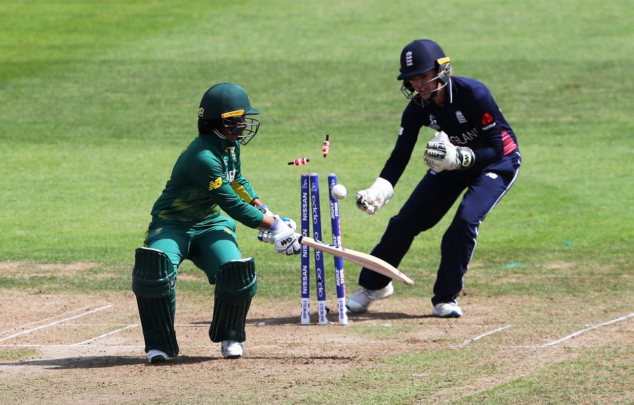 Sarah Taylor's lightning hands down the leg side caught Trisha Chetty out of her crease