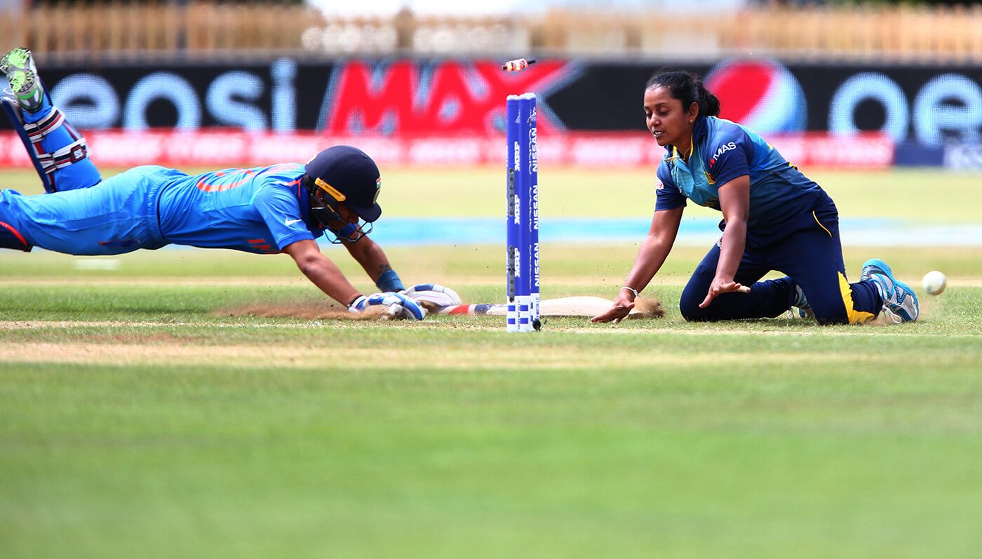 Mansi Joshi is run out by Chandima Gunaratne