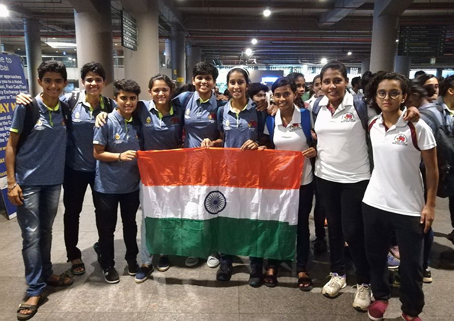 Junior female cricketers of the Mumbai Cricket Association were excited to greet the women's team