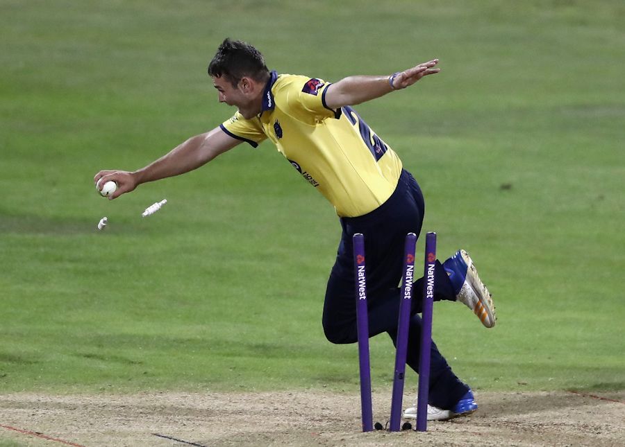 Aaron Thomason completes the last-ball run out to give Birmingham a two-run victory against Northants