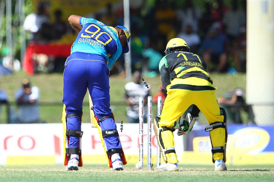 Chris Barnwell is bowled by Imad Wasim