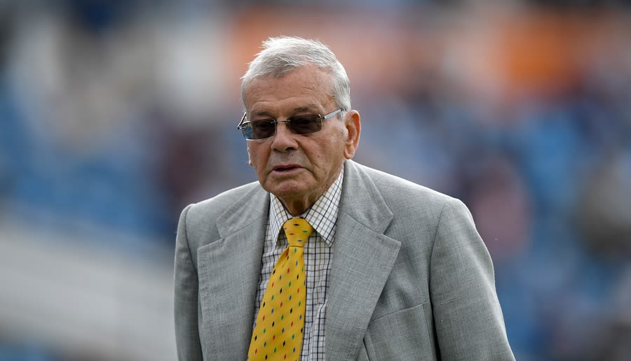 Dickie Bird watches the England-West Indies Test