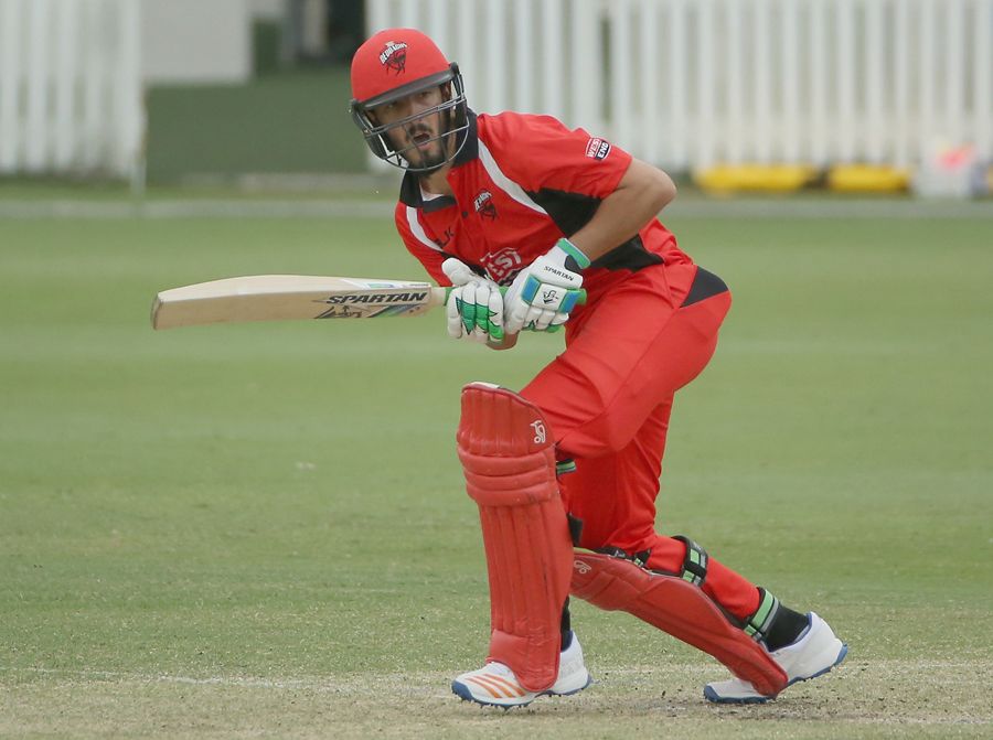 Cameron Valente tucks the ball into the leg side