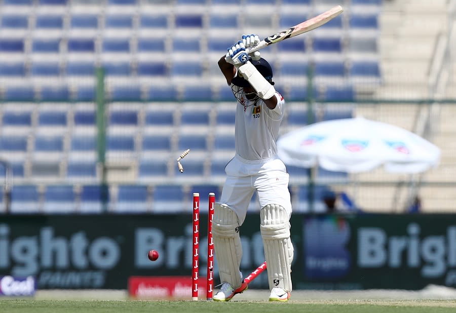 Kaushal Silva was bowled trying to shoulder his arms