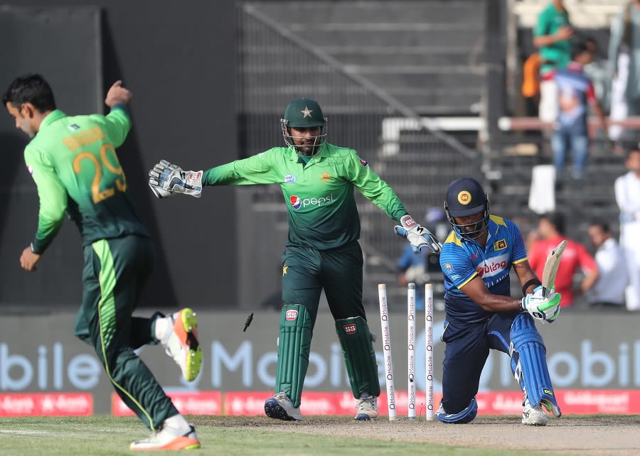 Seekkuge Prasanna was cleaned up by Shadab Khan's googly