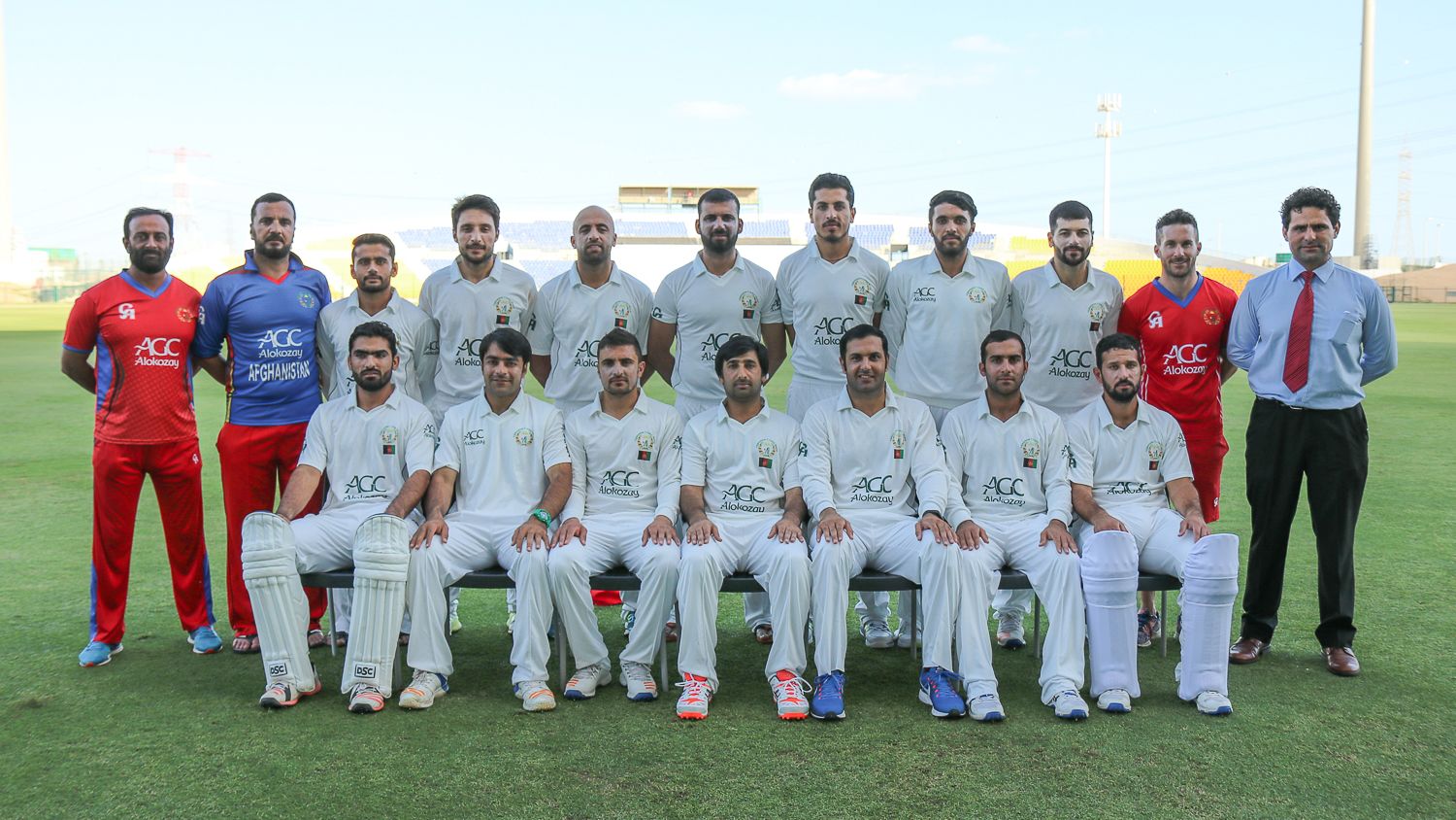 Afghanistan's squad poses for a portrait ahead of their final match in the Intercontinental Cup