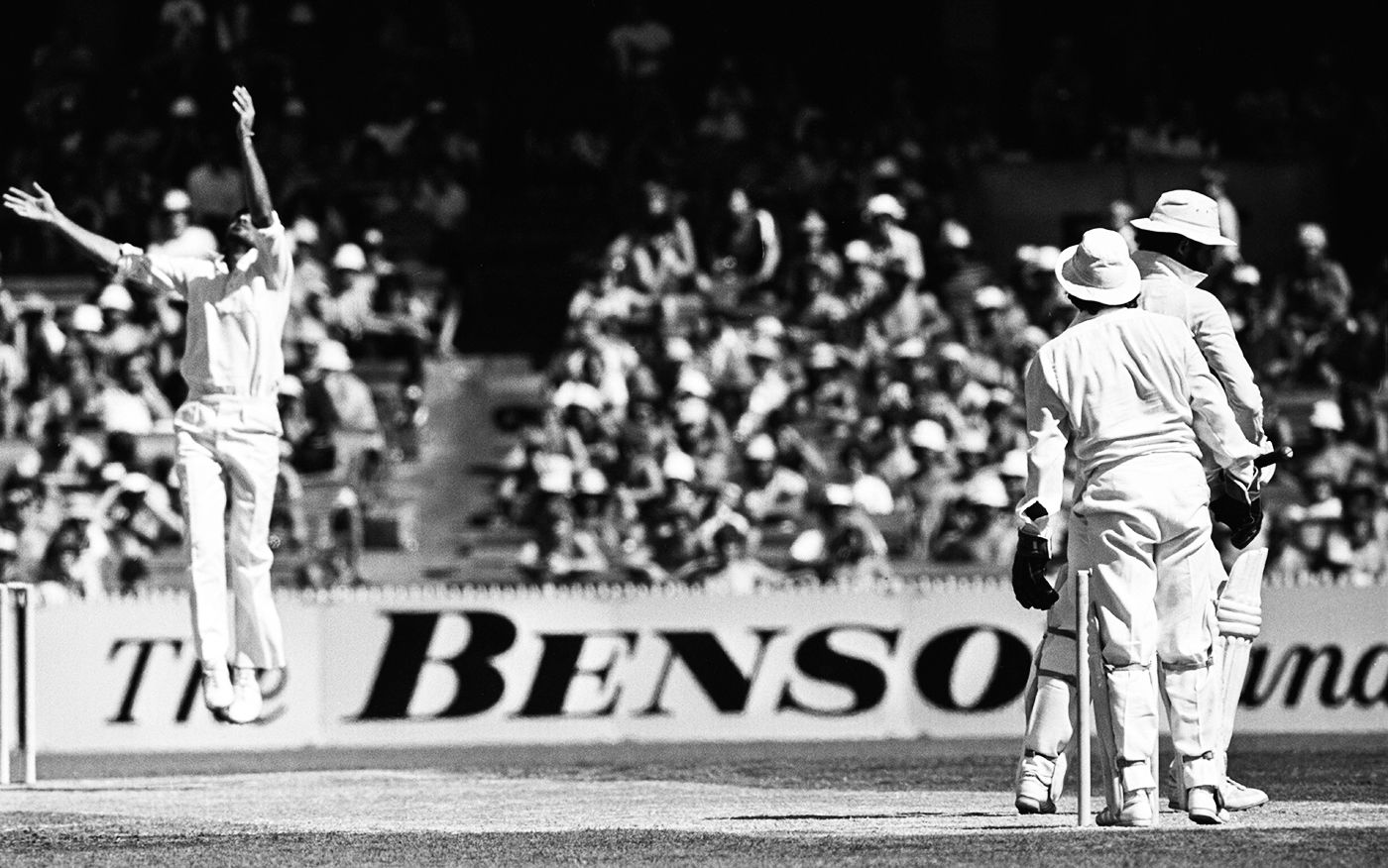 Greg Chappell is caught and bowled by Karsan Ghavri for 76