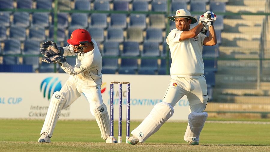 Shaiman Anwar cuts Rashid Khan through the off side