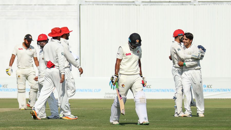 Rashid Khan gets hugs after bowling Muhammad Usman