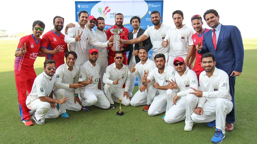 Afghanistan celebrate claiming the 2015-17 Intercontinental Cup title