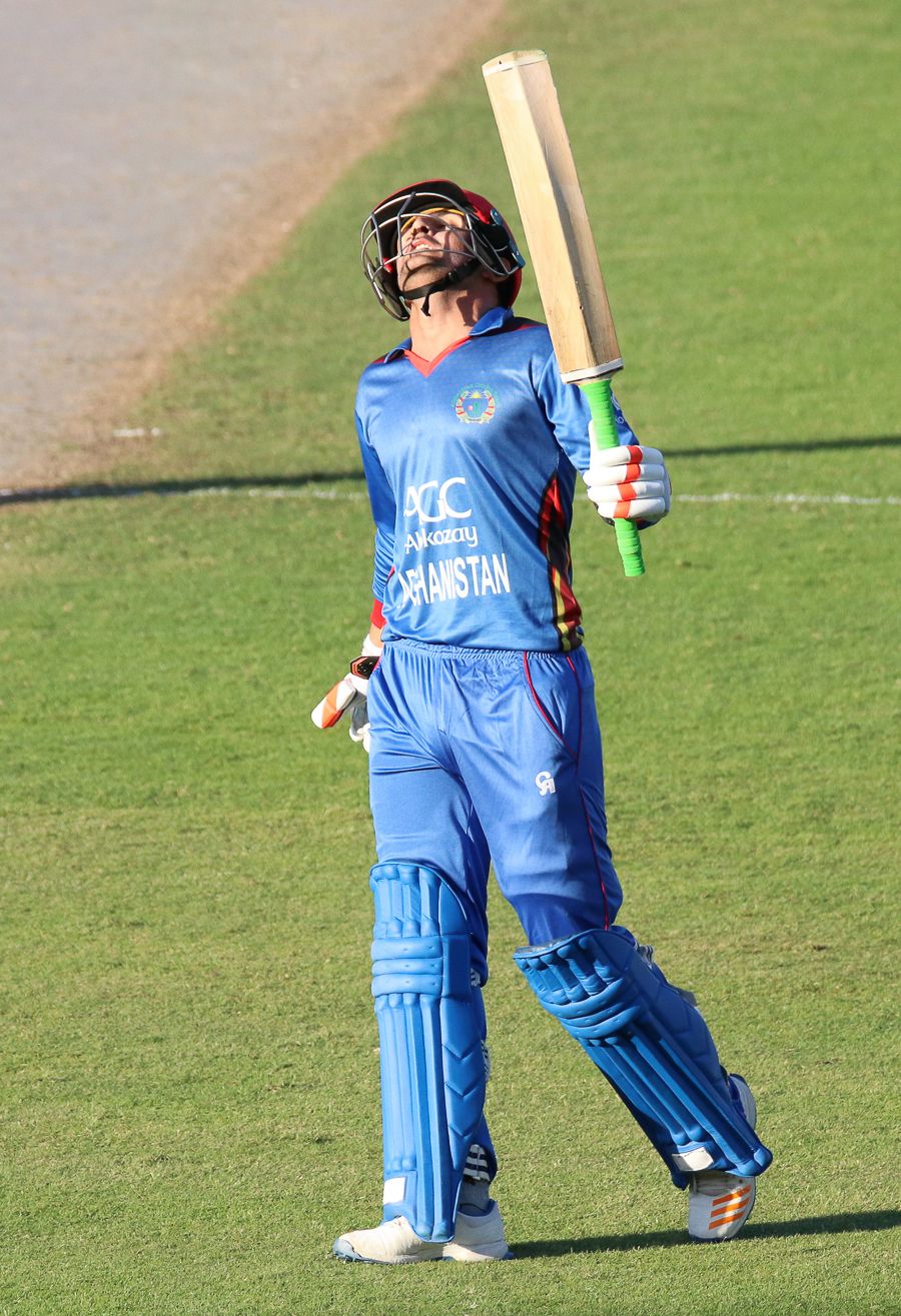Nasir Jamal shows his relief after bringing up a half-century
