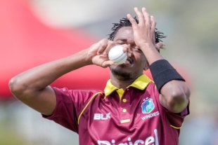 West Indies' Ronsford Beaton cleared to bowl again