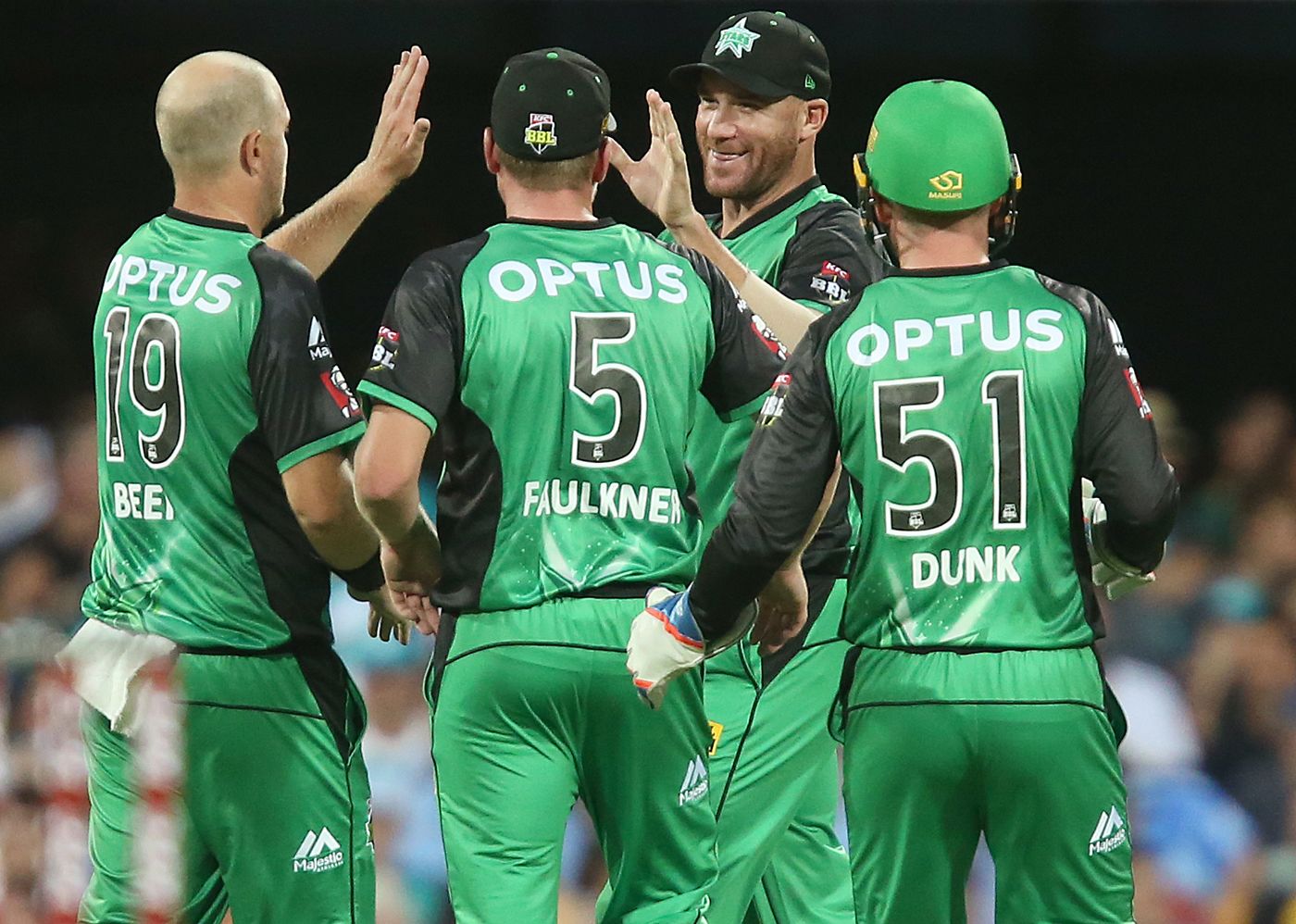 John Hastings celebrates after catching Sam Heazlett