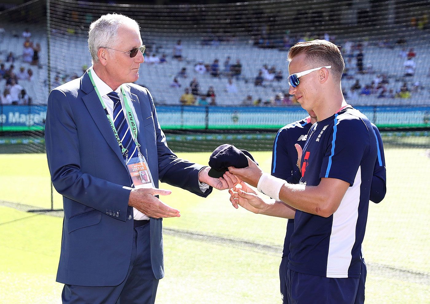 Tom Curran was handed his Test cap by Bob Willis
