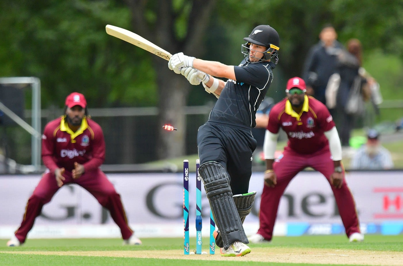 George Worker chopped on off the bowling of Sheldon Cottrell