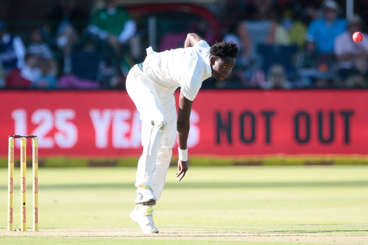 Chris Mpofu sends down a delivery