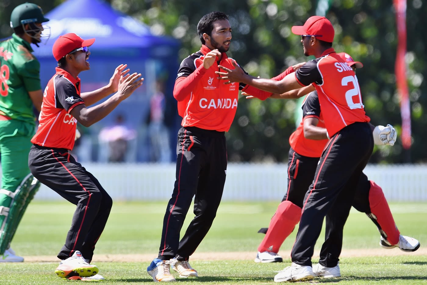 Faisal Jamkhandi celebrates a wicket